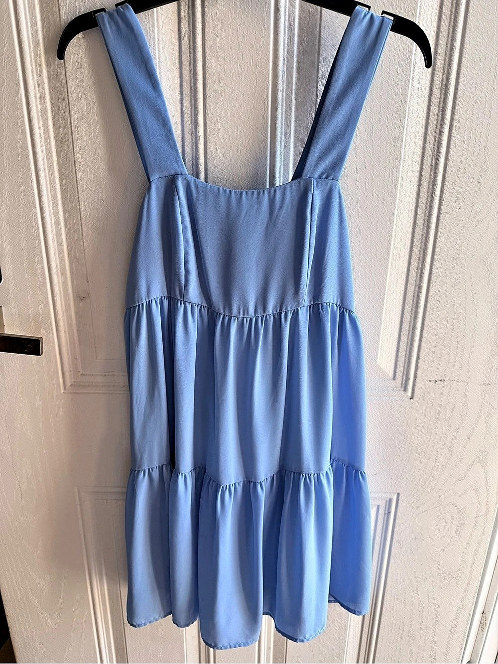 Adrienne Blue Tiered Mini Dress Size Small Like New